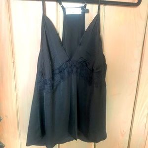 Black, silk, tank